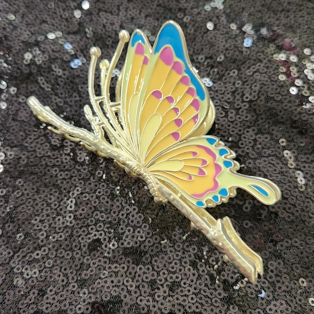Metal Multicolor Butterfly Claw Clip